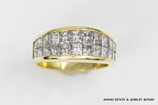 7.7g 18KYG 2.50ctw INVISIBLE SET PRINCESS CUT DIAMOND RING SIZE 6.75