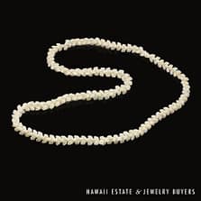 Single Strand Ni'ihau Shell Lei: Pikake Momi Ke'oke'o 30 inches #2723-01