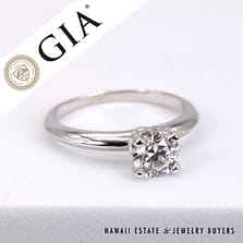 GIA 1CT Round Brilliant Natural Diamond Platinum Engagement Ring Sz 7