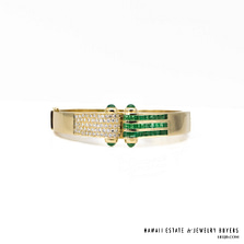 43.3g 18KYG 3.5ctw EMERALD 1.5ctw DIAMOND BRACELET SIZE 6.5