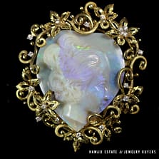 WILLIAM RANDOLPH HURST PRESENTATION NATURAL AUSTRALIAN OPAL & DIAMOND BUST PIN