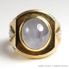 VINTAGE NATURAL STAR SAPPHIRE & DIAMOND 14K YELLOW GOLD MEN'S RING SIZE 7