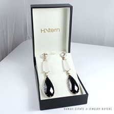 H. STERN COBBLESTONE SMOKY QUARTZ CRYSTAL DIAMONDS MOONSTONE 18K WHITE GOLD 8CM DROP EARRINGS