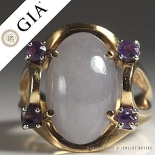 Certified Grade "A" Lavender Jade Yellow Gold Ring
