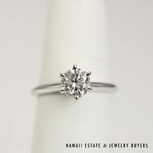 1.01CT Round Brilliant Diamond Solitaire 14K White Gold Engagement Ring Size 6 IGI