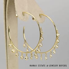 Diane Kordas 0.66ctw Diamond 8.4g 14K Yellow Gold Hoop Earrings