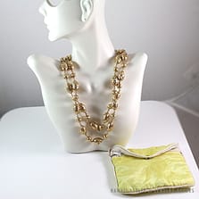 RARE MING'S HAWAII 2PC 14K YELLOW GOLD OVAL AND BALL NECKLACE W/ RECEIPT