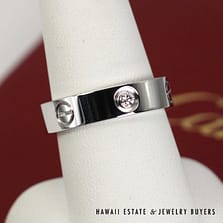 Cartier 3 Diamond 18K White Gold Love Ring Size 9