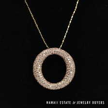 2ctw Diamond Pave Circle Pendant 18k Rose Gold 18" Chain, 10.2g