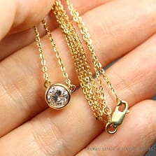 1CT ROUND BRILLIANT DIAMOND BEZEL SET 14K YELLOW GOLD CHOKER NECKLACE 16"