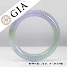 GIA Estate 63.2g Natural Green & Lavender Jade Bangle Size 7.25