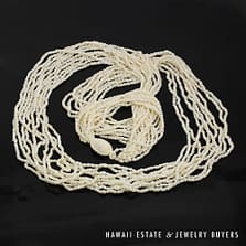 10-Strand Ni'ihau Shell Wedding Lei: Pololei Laiki Ke'oke'o 50 inch #HC070122-05