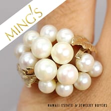Ming's Pearl Cluster 14K Yellow Gold Nest Ring Size 5