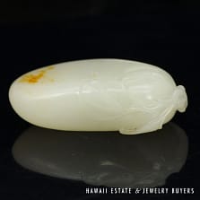 Antique Qing Era Mutton Fat Jade Fruit Carving (Pendant Optional)