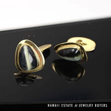 Tiger Eye 18K Yellow Gold Cufflinks