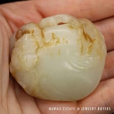 Qing Era Mutton Fat Carving of Bat and Fruit (Pendant Optional)