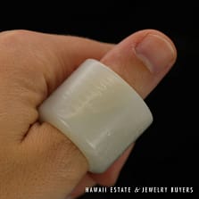 Qing Era Carved Mutton Fat Jade 'Longevity Archer's Ring SIZE 9.75
