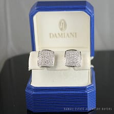 DAMIANI 1.96CTW DIAMOND PAVE CLUSTER 18K WHITE GOLD FRENCH CLIP EARRINGS W/ BOX