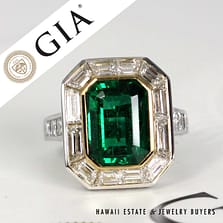 GIA 4.32Ct Emerald 2.53ctw Diamond Platinum/18K Yelow Gold Ring Size 5.5