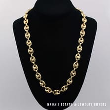 Vintage Gucci Puff Link 18K Yellow Gold Necklace 24"