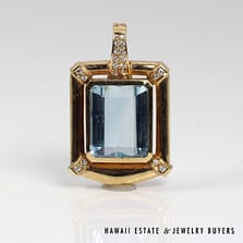 17ct Sky Blue Topaz 0.20ctw Diamond 14K Yellow Gold Enhancer Pendant