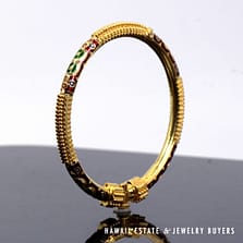 Enameled 21K Yellow Gold Hinged Bangle Bracelet Size 7.25