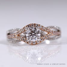 Scot Kay .64ct Round Brilliant Rose Gold White Gold Two Tone Engagement Ring (Sz 8.25)