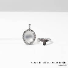 12.6g 14KWG 10ct ICE JADE 1.80ctw DIAMONDS RING/PENDANT SIZE 5.5