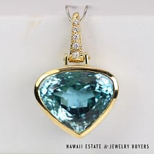 23ct Blue Topaz 0.10ctw Diamond A. Clunn 16.5g 18KYG Enhancer Pendant Pendant