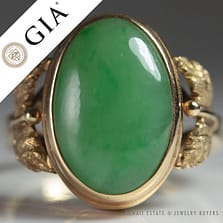 Certified Grade A Natural Jade Cabochon Ring