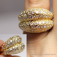 4.14CTW NATURAL DIAMOND THREE-SIDED PAVE 18K YELLOW GOLD DOME RING (SZ 4)