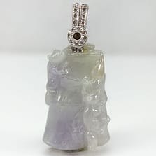 GIA CERTIFIED NATURAL GRADE A LAVENDER JADEITE JADE PENDANT W/ DIAMONDS