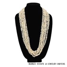 Eight-Strand Ni'ihau Shell Lei: Ginger Momi Ke'oke'o 36 inches #RM112420-02