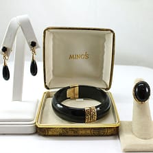 Ming's Black Jade 14K Yellow Gold Set