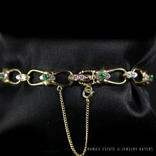 NATURAL INTENSE GREEN EMERALD & 1.55CTW DIAMOND 14K YELLOW GOLD BRACELET 7"