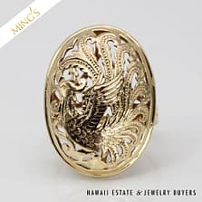 MING'S 9.3g 14KYG OVAL PHOENIX RING SIZE 9.5 W/ BOX