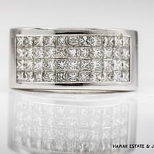 14.6g 18KWG 2.50ctw INVISIBLE SET PRINCESS CUT DIAMOND RING SIZE 7.5