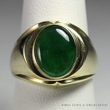 NATURAL GRADE TYPE A JADEITE JADE 14K YELLOW GOLD RING SIZE 8.75 W/ GEMOLOGIST APPRAISAL