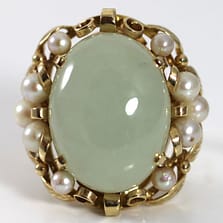 Ming's Hawaii Jade Cabochon Pearl Ring