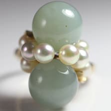 Ming's Hawaii Twin Jade Ball Pearl Ring