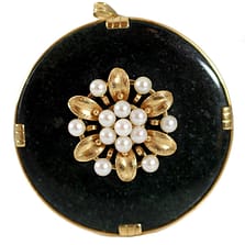 Ming's Hawaii Jade & Pearl 14K Brooch
