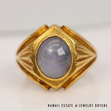 5ct Blue Star Sapphire 22K Yellow Gold 9.2g Ring Size 7