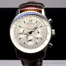 BREITLING NAVITIMER MONTBRILLIANT A41330 ORIGINAL LEATHER STRAP WATCH W/ BOX