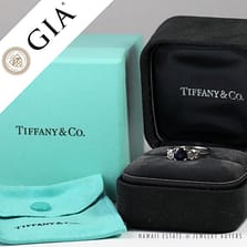TIFFANY & CO. NATURAL GIA BLUE SAPPHIRE & .77CTW DIAMOND PLATINUM RING W/ PAPERS SIZE 6