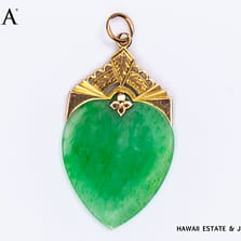 GIA 4.7g 14KYG GREEN JADE HEART PENDANT