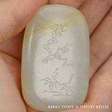 Qing Era Mutton Fat Jade Pendant with 'Forest Poem' Carving