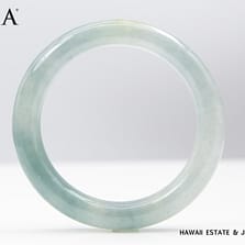 GIA GREEN-GRAY JADE BANGLE BRACELET SIZE 7.25