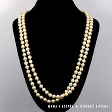 8-8.5mm Round Cultured Pearl 14K Yellow Gold Clasp Necklace 53 Inch