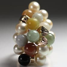 Ming's Hawaii Pearl & Multi-Color Jade Cluster 14K Ring