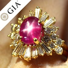 GIA CERTIFIED NATURAL SRI LANKA STAR RUBY & DIAMOND 14K YELLOW GOLD RING (SZ 8.5) W/ GEMOLOGIST APPRAISAL